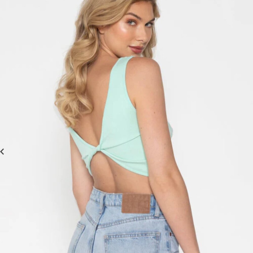 C'est Moi Rib Reversible Twist Bralette Honeydew - Picture 3 of 4
